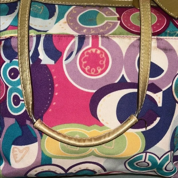 Coach Poppy C Graffiti with Gold Accents and gold tag EUC (see description) - Picture 8 of 12